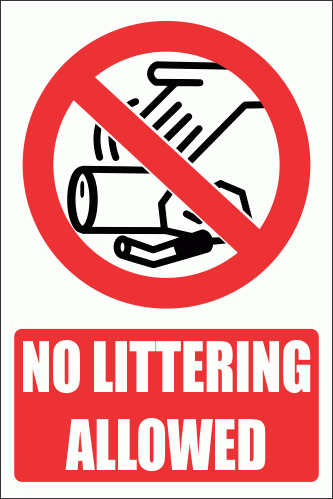 PV23EN - No Littering Explanatory Safety Sign