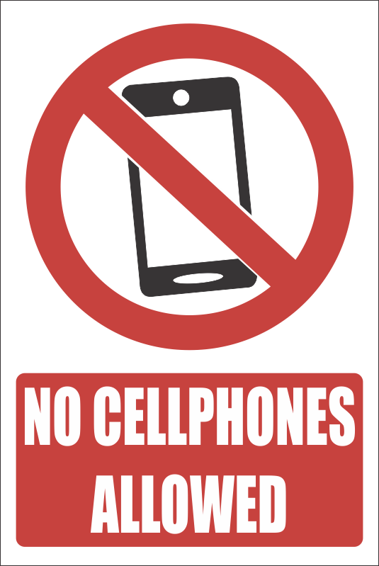 PV27EN - No Cellphones Explanatory Safety Sign