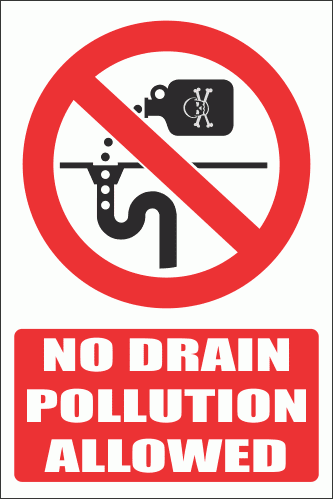 PV28EN - No Drain Pollution Explanatory Safety Sign