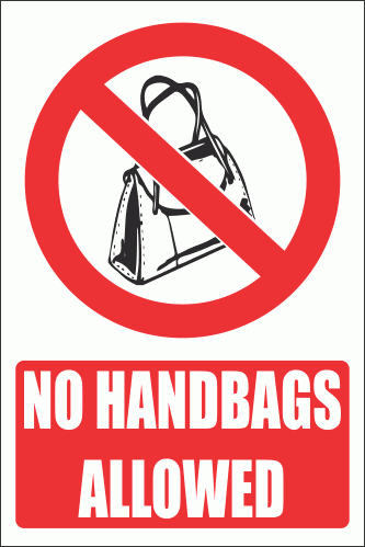 PV31EN - No Handbags Explanatory Safety Sign