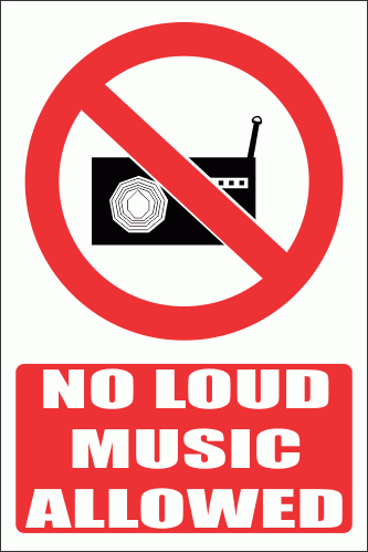 PV36E - No Loud Music Explanatory Safety Sign