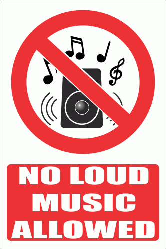PV36EN - No Loud Music Explanatory Safety Sign
