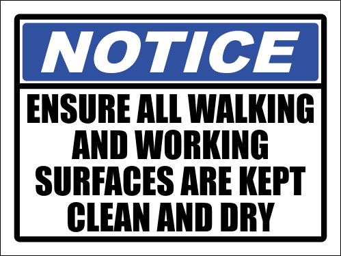 SC20 - Notice Clean And Dry Sign