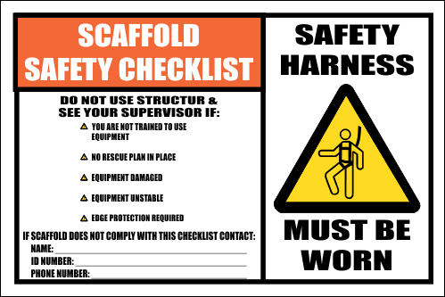 SC29 - Scaffold Safety Checklist Sign