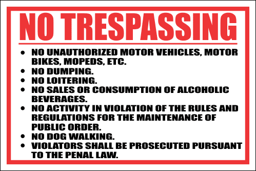 SE30 - No Trespassing Sign