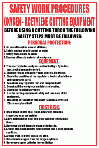 WF10 - Oxygen - Acetylene Cutting Equipment Sign