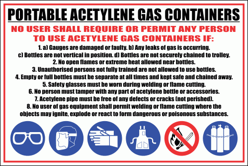 WF4 - Portable Acetylene Gas Container Sign