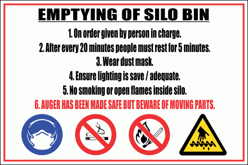 WF7 - Emptying Of Silo Bin Sign