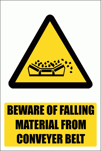 WW21E - Material Falling From Conveyor Explanatory Safety Sign