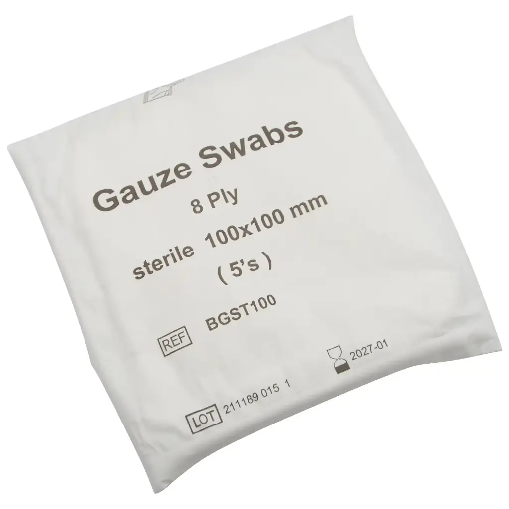 Sterile Gauze Swabs (8ply) 5's - 100x100mm