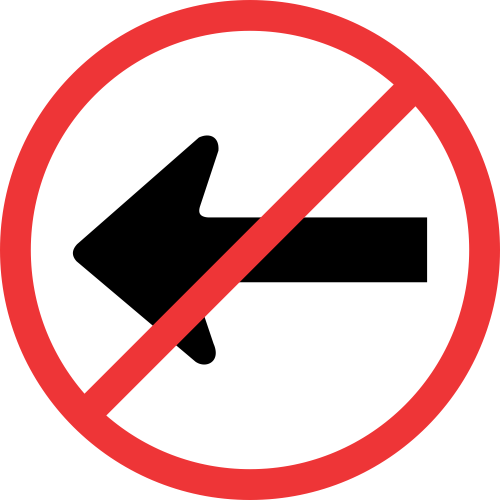 R211 - No Left Turn Road Sign