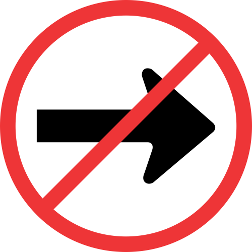 R212 - No Right Turn Road Sign