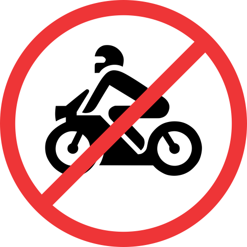 R222 - No Motor Cycles Road Sign
