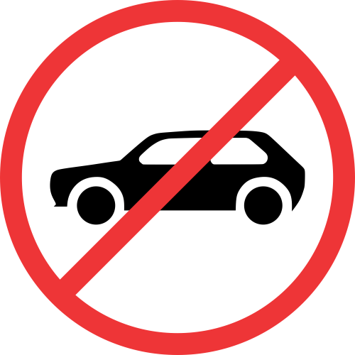 R223 - No Motor Cars Road Sign