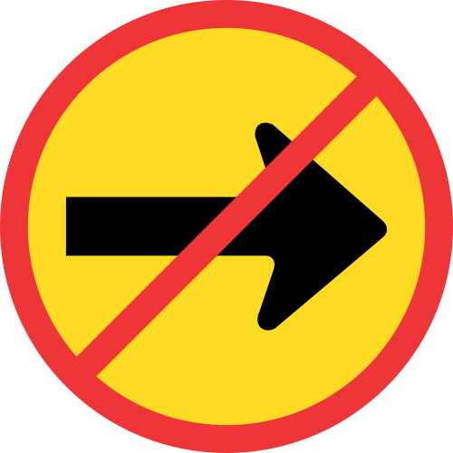 TR212 - Temporary No Right Turn Road Sign