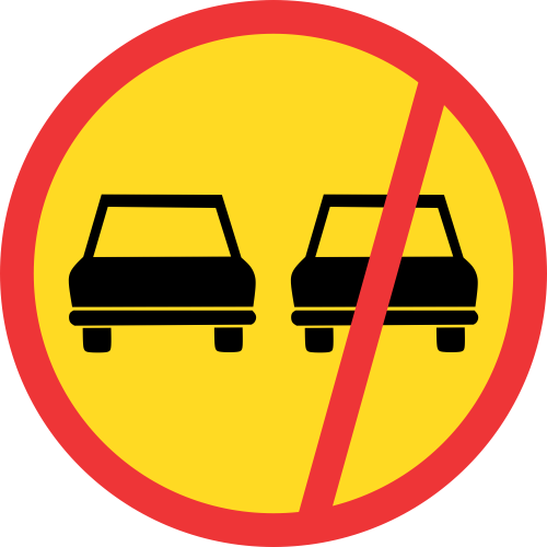 TR214 - Temporary No Overtaking - All Vehicles Road Sign