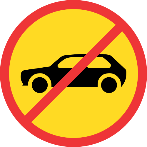 TR223 - Temporary No Motor Cars Road Sign