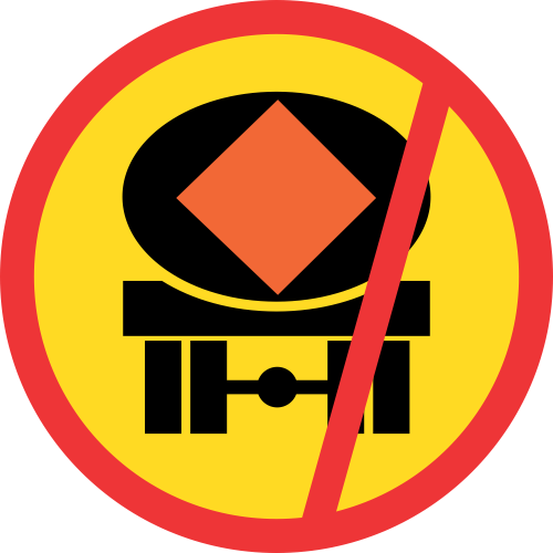 TR232 - Temporary No Vehicles Conveying Dangerous Goods Road Sign