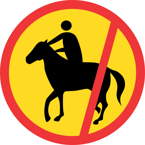 TR238 - Temporary No Horses & Riders Road Sign