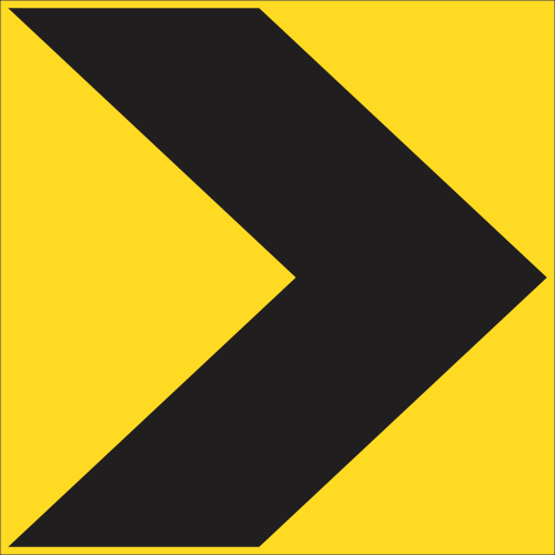 TW405 - Temporary Sharp Curve Chevron (Single) Road Sign