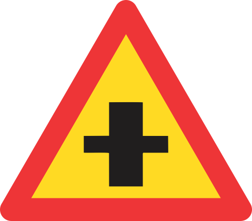 TW102 - Temporary Crossroad On Priority Road Road Sign