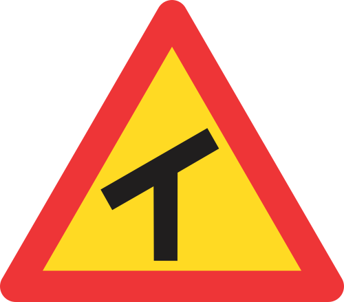 TW106 - Temporary Skew T-Junction (Left) Road Sign