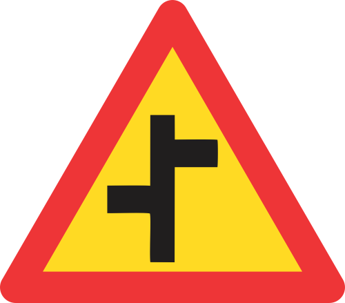 TW110 - Temporary Staggered Junctions (L-R) Road Sign