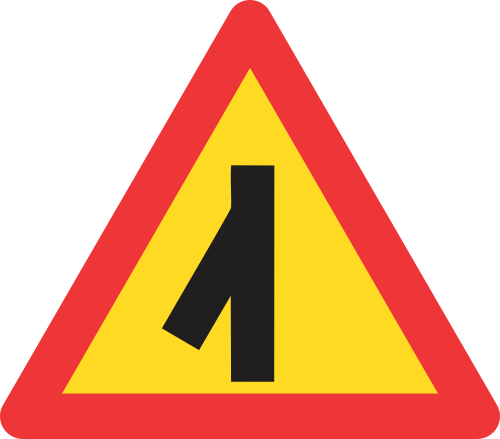 TW112 - Temporary Sharp Junction (Left) Road Sign