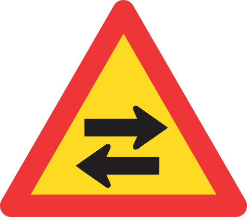 TW213 - Temporary Two-Way Traffic Cross-Road Road Sign