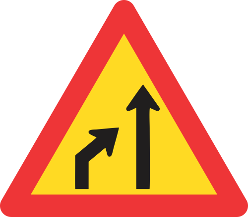 TW215 - Temporary Left Lane Ends Road Sign