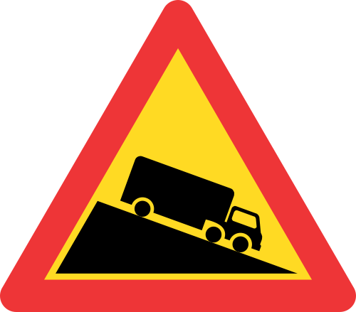 TW322 - Temporary Steep Descent Road Sign