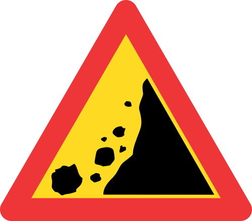 TW334 - Temporary Falling Rocks From Right Road Sign