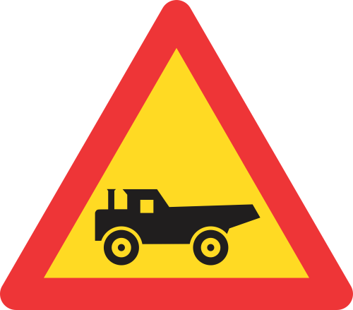 TW345 - Temporary Construction Vehicles Crossing From Right Road Sign