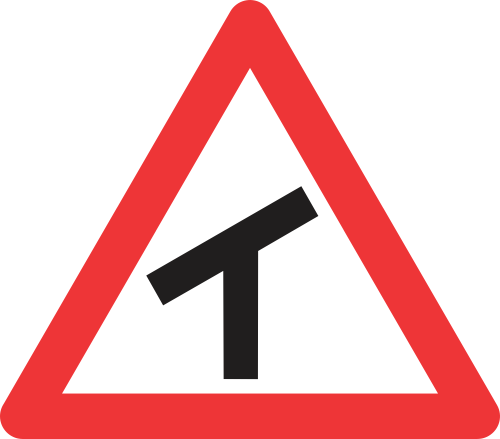 W106 - Skew T-Junction (Left) Road Sign