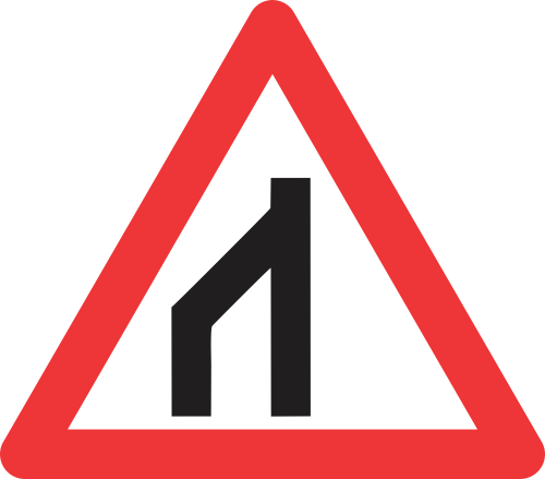 W116 - End Of Dual Roadway (To Right) Road Sign