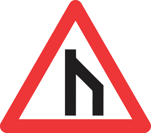 W117 - End Of Dual Roadway (To Left) Road Sign