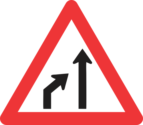 W215 - Left Lane Ends Road Sign