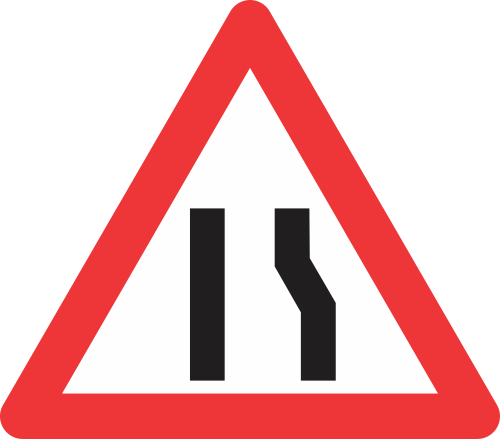 W329 - Road Narrows From Right Side Only Road Sign