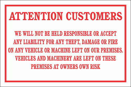 DI10 - No Liability Disclaimer Sign