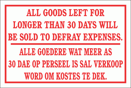 DI16 - Goods Not Collected Sign