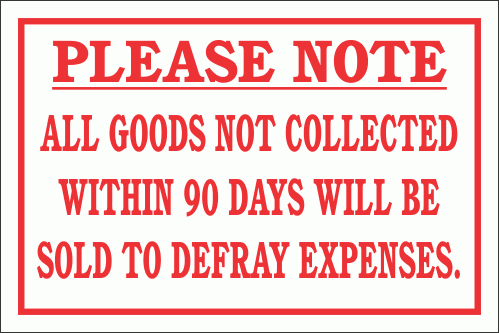 DI20 - Goods Not Collected Sign