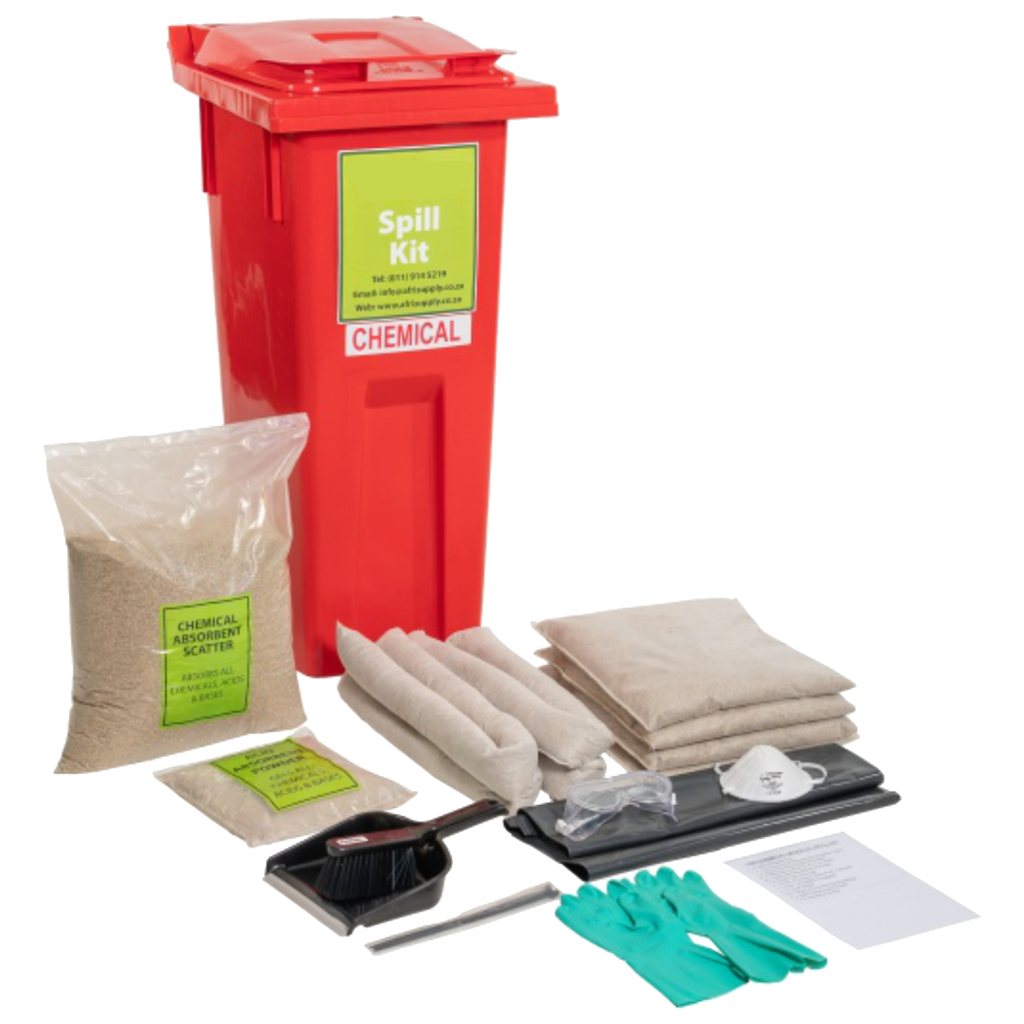 130L Chemical/Acid Wheelie Bin Spill Kit