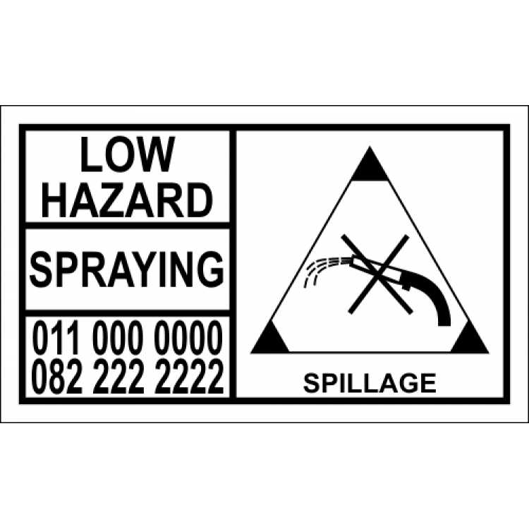 Spraying with Water Hazard Hazchem Placard