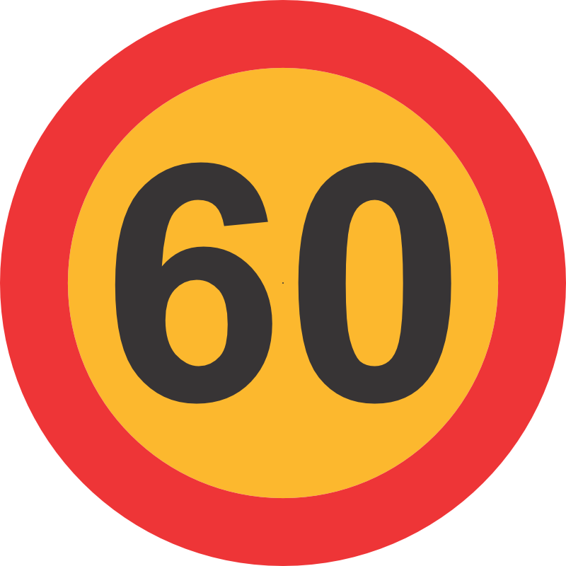 C-HC6 - 60Km Reflective Speed limit Sticker - 190mm