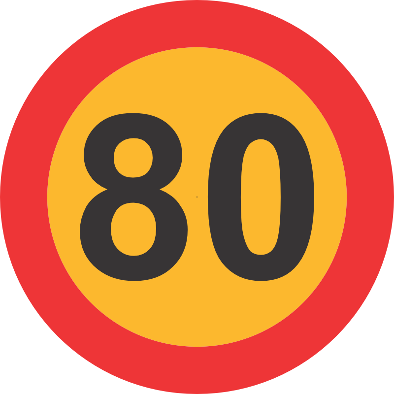 C-HC7 - 80Km Reflective Speed limit Sticker - 190mm