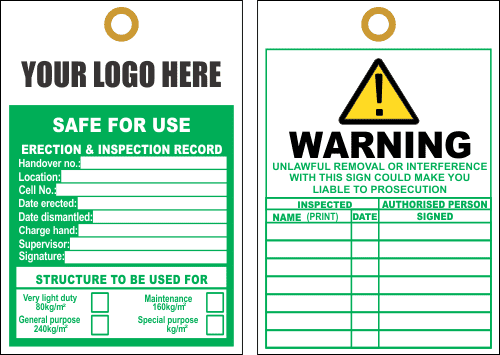 STS10 - Scaffold Safe For Use Tag