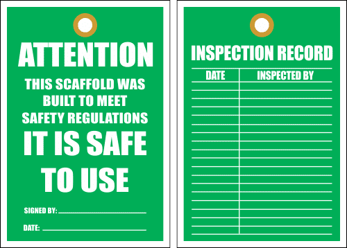 STS12 - Scaffold Safe To Use Tag