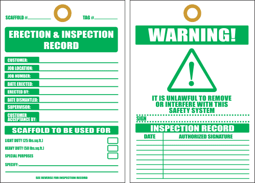 STI4 - Erection And Inspection Record Tag