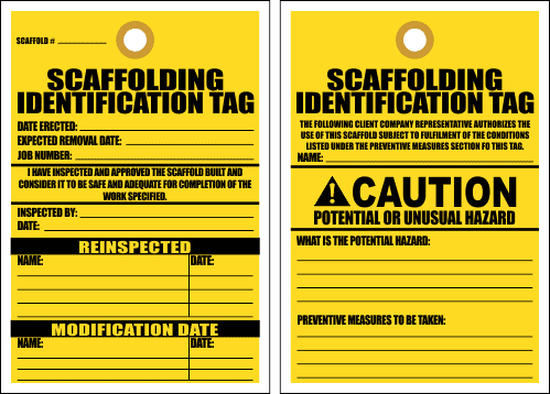 STC11 - Scaffolding Identification Tag