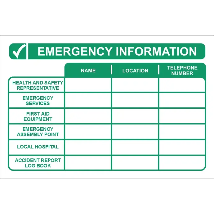 GI74 - Emergency Information Sign